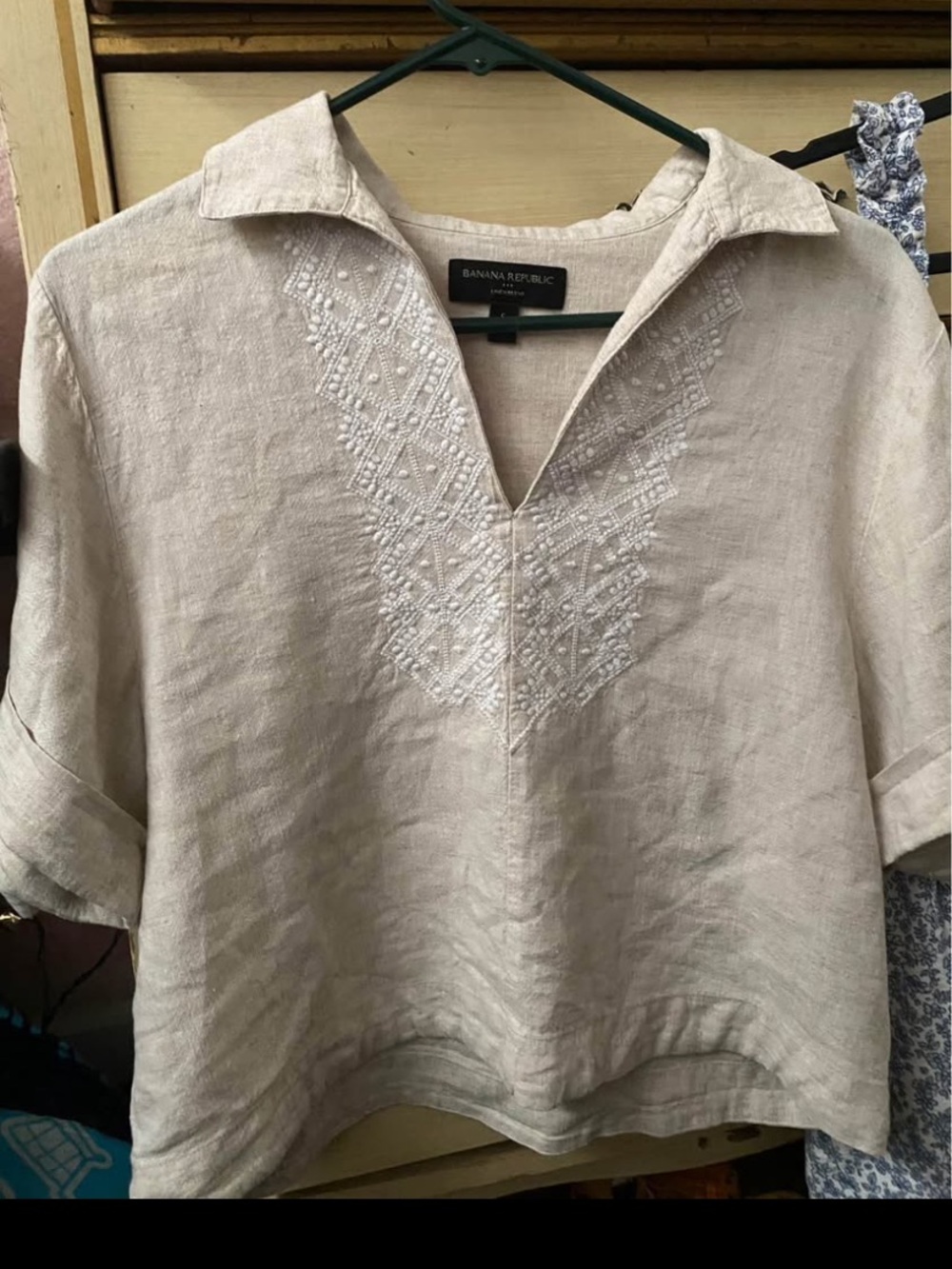 Linen embroidered blouse